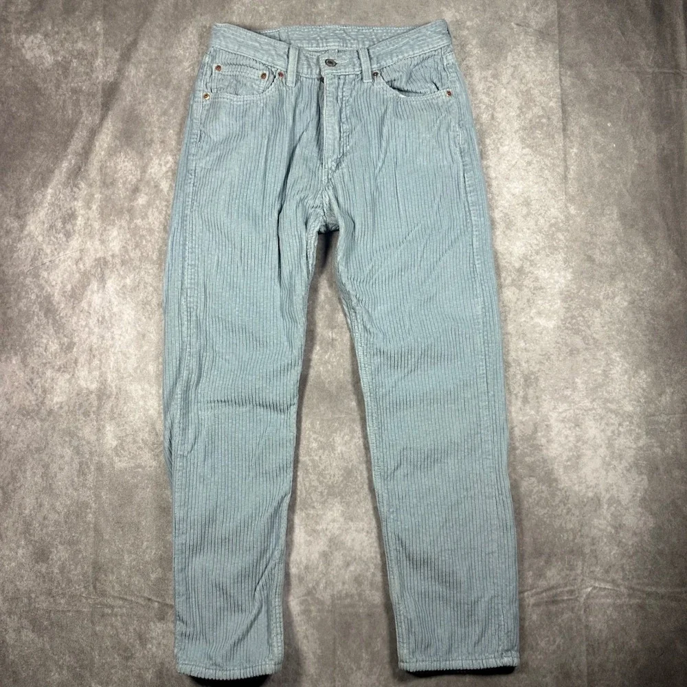 Levis 505 Regular Fit Corduroy Pants Mens 32x30 Light Blue Straight Leg Casual